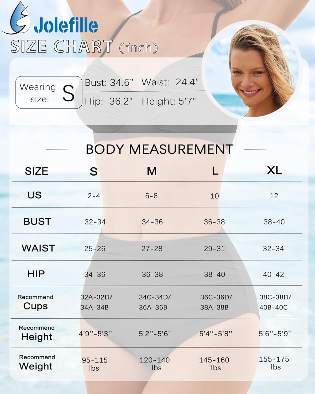 Jolefille Women High Waisted Bikini Sets Underwire Push Up Swimsuit 2 Piece Tummy Control Bathing Suits Teens Swim Suit 2026 - Image 6