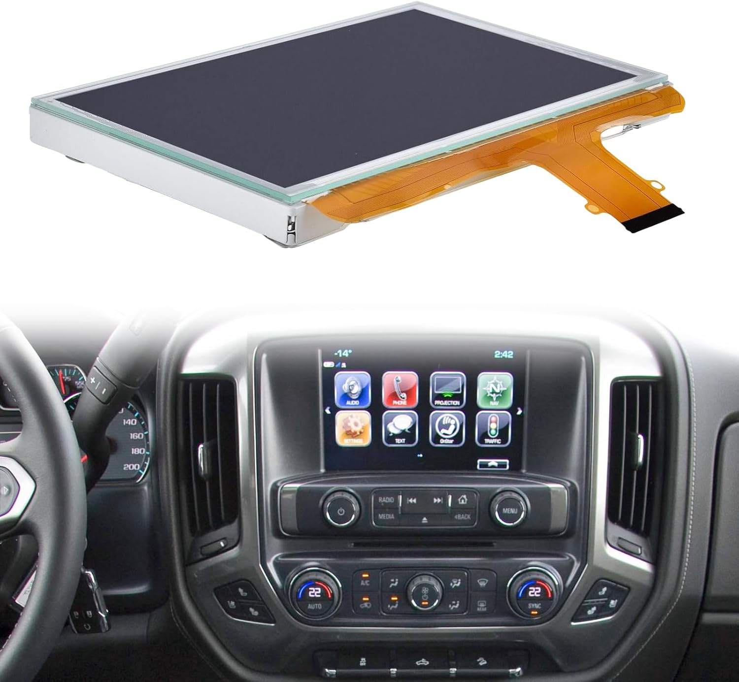 8” LCD Monitor Touch Screen Glass Digitizer Navigation Radio Replacement DJ080PA-01A Fit for 2015 2016 2017 2018 Chevrolet Silverado Suburban Tahoe/GMC Yukon Sierra