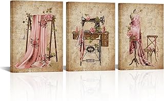 Vintage Retro Sewist Tailor Wall Art Print Set for Sewing Room Art Poste...