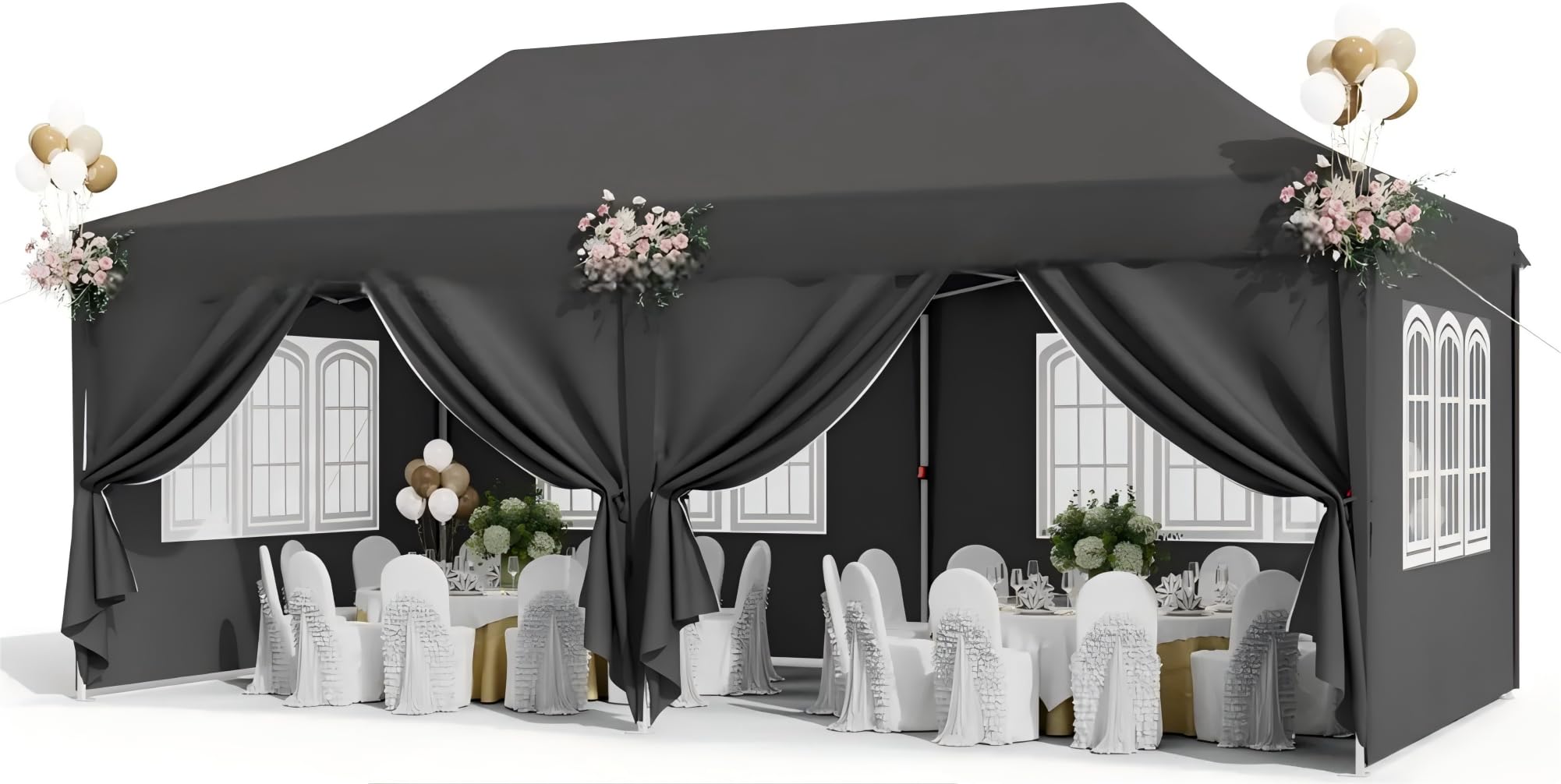 Pavillon 3x6 Wasserdicht Stabil Winterfest mit 6 Seitenwänden,Faltpavillon Höhe Verstellbar,partyzelt Pavillion UV Schutz 50+,Gartenpavillon Faltzelt