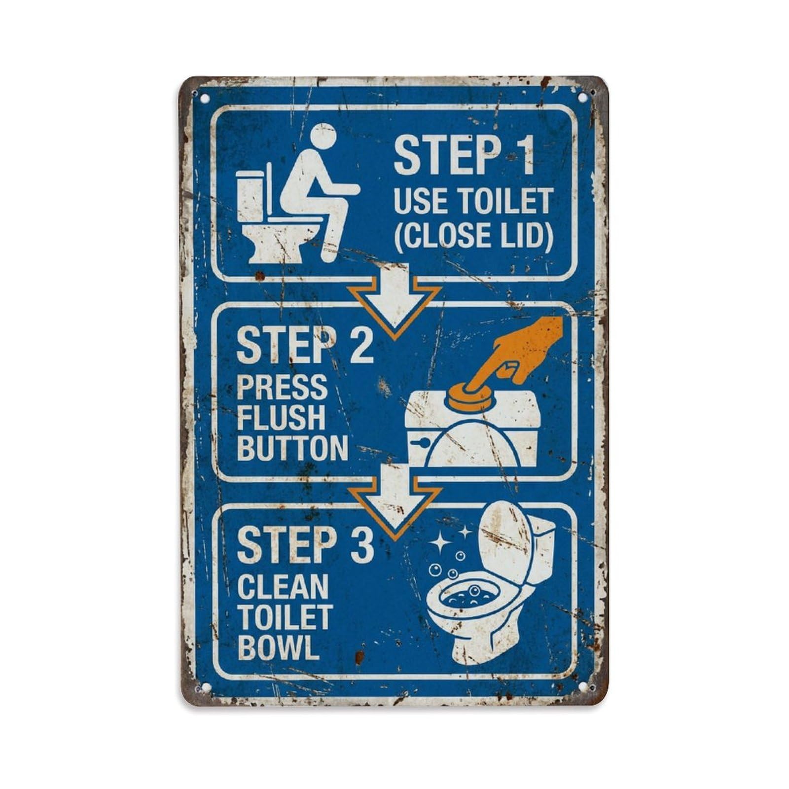 Flush After Use Bathroom Hygiene Vintage Metal Tin Sign Plaque Wall Decor for Cafe, Club, Garden Metal Poster 8x12Inch