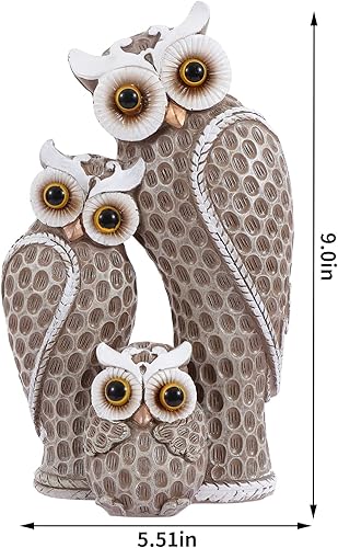 Miniatura 4 de Lindas figuras de búhos de la familia de tres búhos para decoración del hogar estatuas de búhos FriyGardcn decoración para estantes regalos de búhos