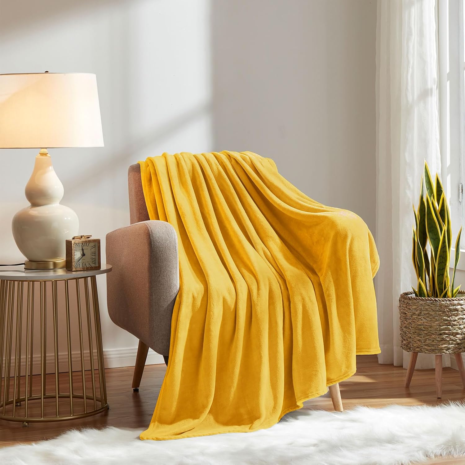 KMUSET Fleece Blanket Honey Yellow Lightweight Super Soft Cozy Fuzzy Bed Blankets Microfiber Factory Shop - Image 5