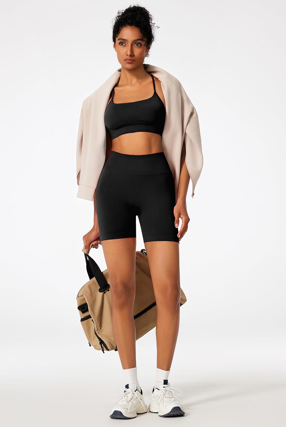 RXRXCOCO Workout Sets For Women 2 Piece Seamless Twist Back Sports Bra Butt Lifting Shorts Pilates Gym Yoga Outfits
