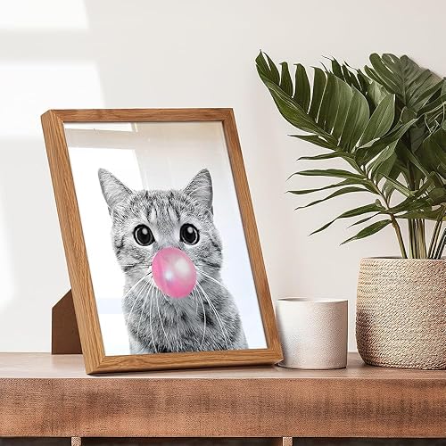 Vista 30 de Tabby cat Wall Art 11x14 - Cute Cat Nursery Wall Decor for Girls Bedroom, Kids Room - Pink Girly Kitty, PussyCat, Kitten Art - Kitten Lover Gifts