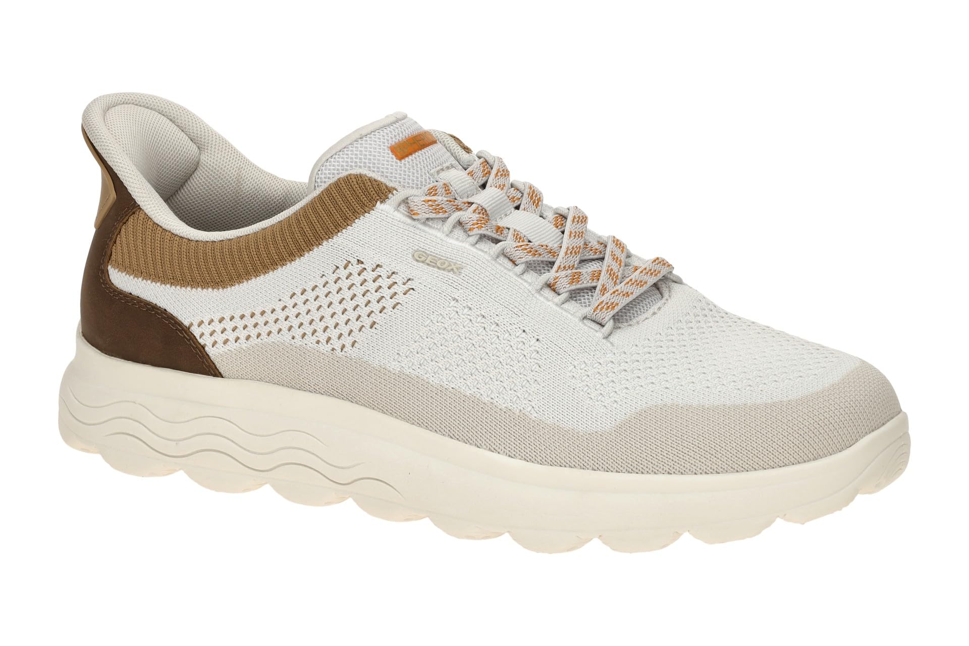 Geox Men's U Spherica Plus E Trainers, Off White/Brown, 45 EU