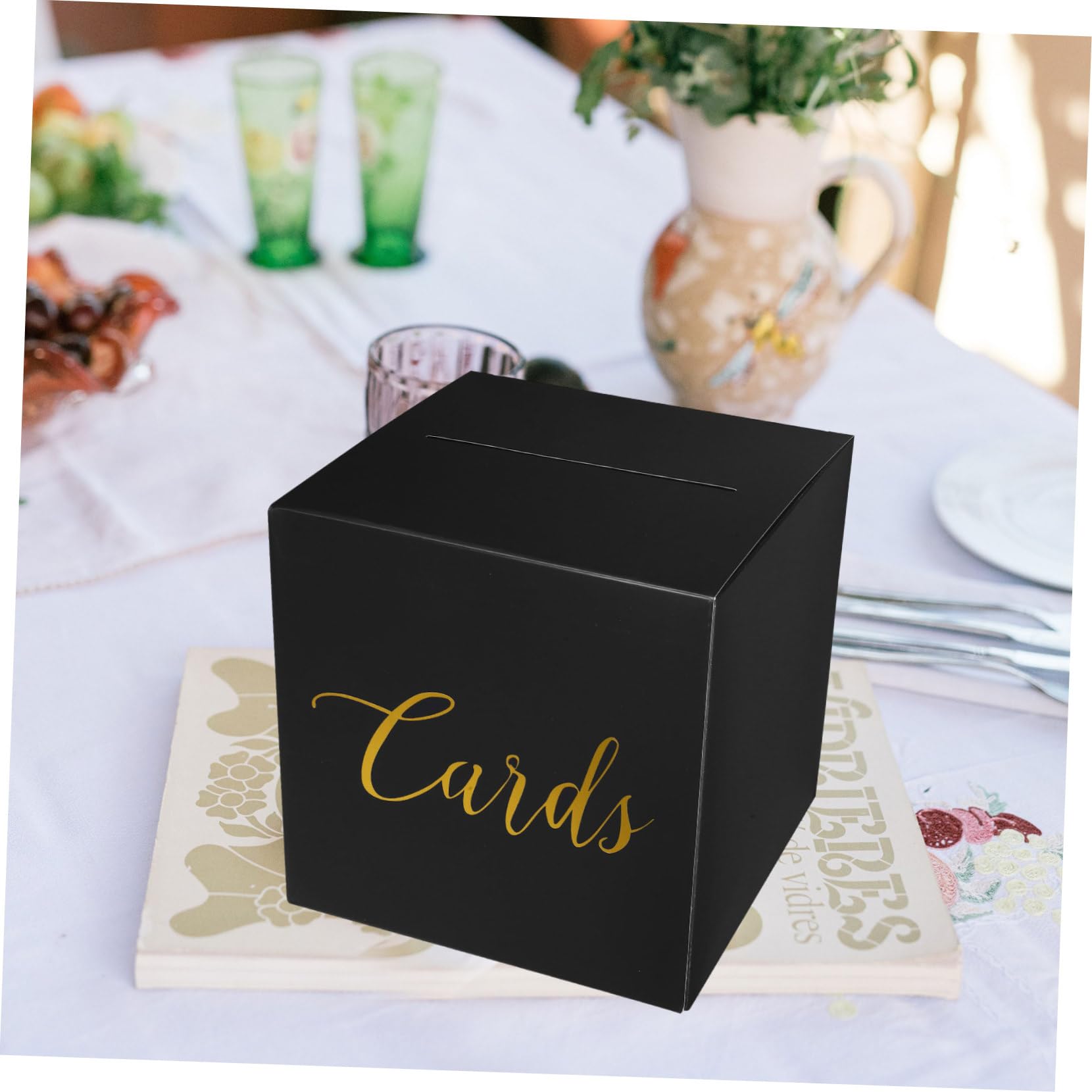 ULTECHNOVO 4 Juegos Caja de Tarjetas de Boda con Tarjetas de Felicitación Caja para Recibir y Mensajes Decoración Elegante para Recepciones y Celebraciones