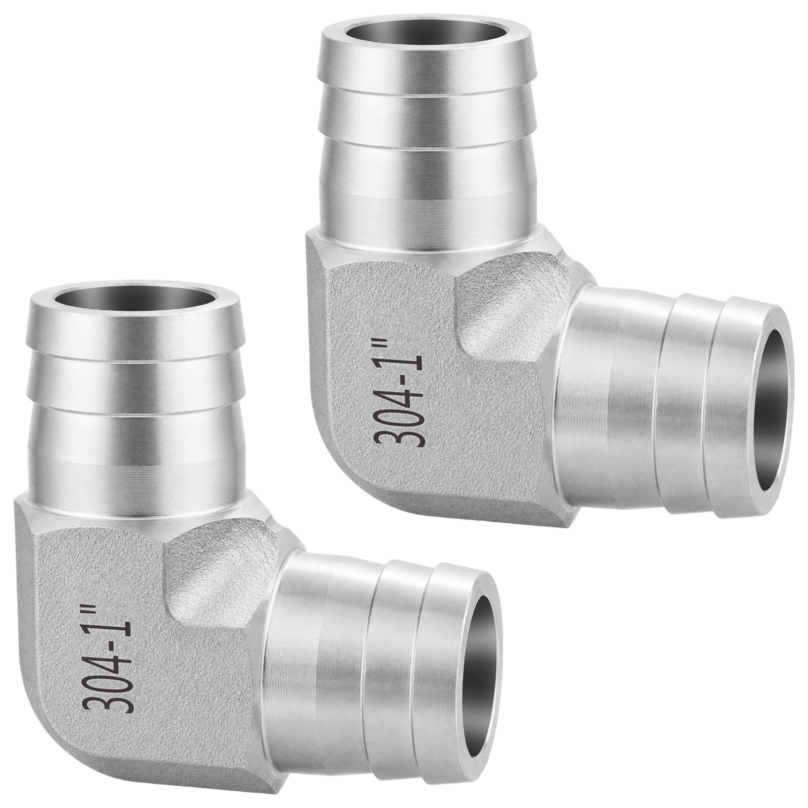 Raccordo a gomito in acciaio inossidabile 304 da 2,5 cm x 2,5 cm, a 90 gradi, resistente, per acqua, aria, carburante e irrigazione da giardino, confezione da 2