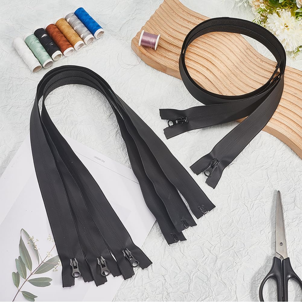 GORGECRAFT 5Pcs 62cm Waterproof Zippers Black #5 Nylon Coil Separating Zippers with Zipper Puller Sewer Tailor Tools for Sewing Crafts Clothes Jackets Bags Luggage Down Coats Raincoats - Image 4
