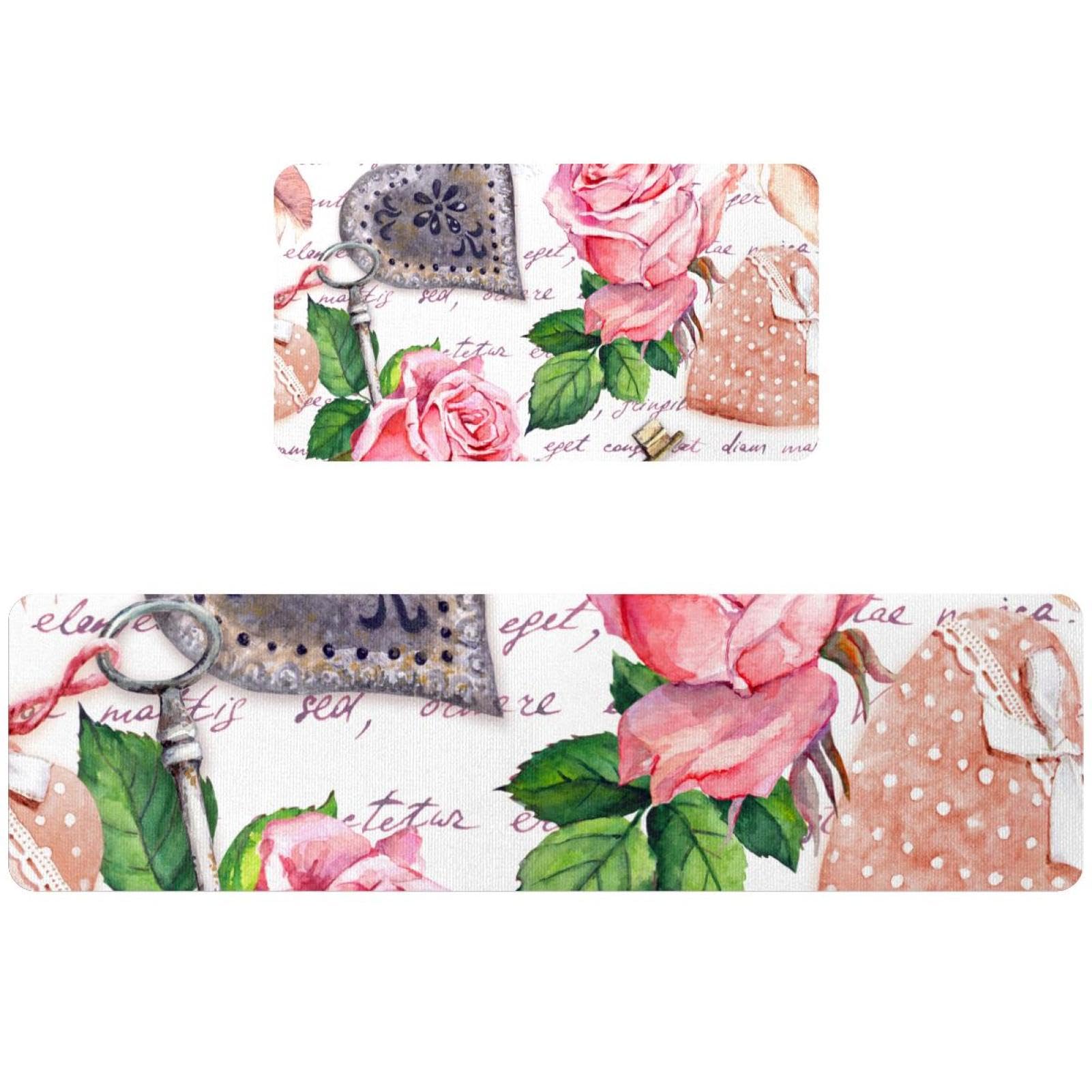 Tapis de cuisine antidérapants et lavables : tapis de sol absorbant rose