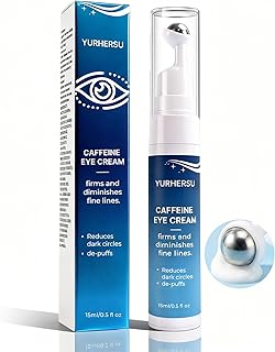 Caffeine Eye Cream with 360° Roller, Depuffin...