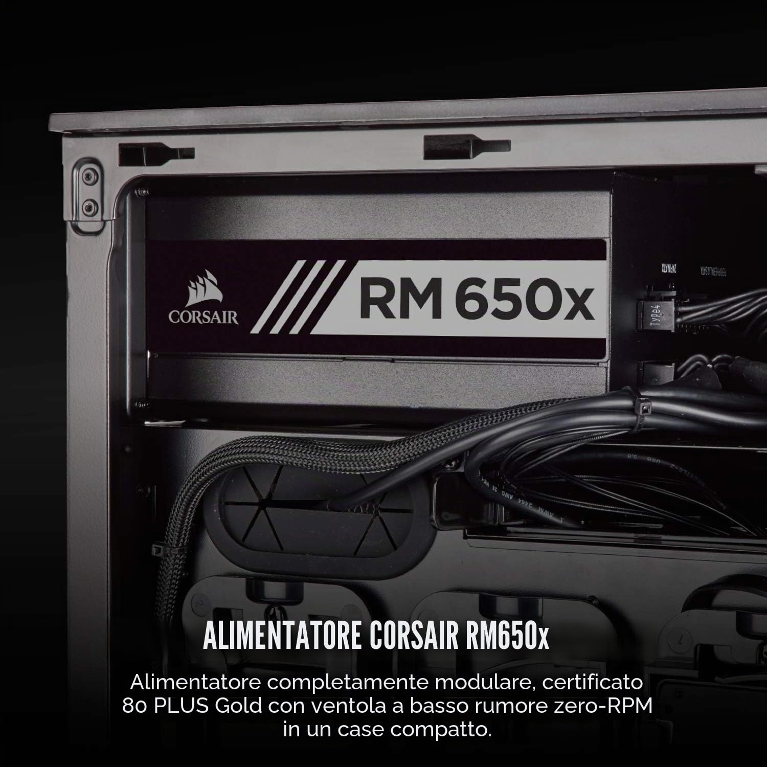 Corsair RM650x - Alimentatore 650 W, PC, ATX, 80 PLUS Gold, 50 °C, ATX12V v2.4 and EPS 2.92 standards)
