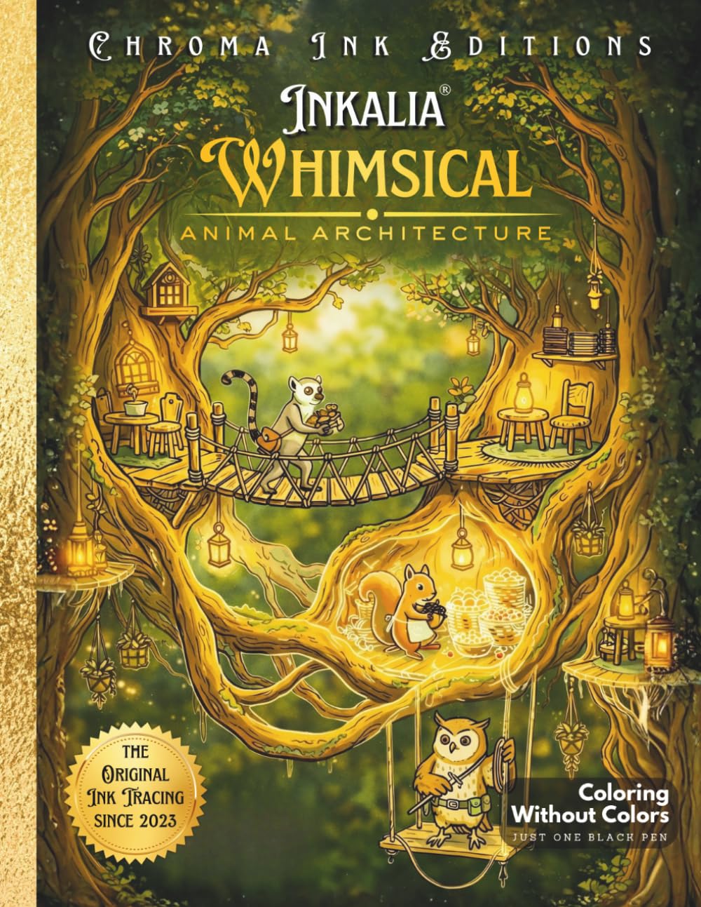 Inkalia Premium Ink Tracing: Whimsical Animal Architecture: Bold and Easy Relaxing Crafts for Adults. A Calm Drawing Book to Learn How to Draw Adorable Little Corner Worlds
