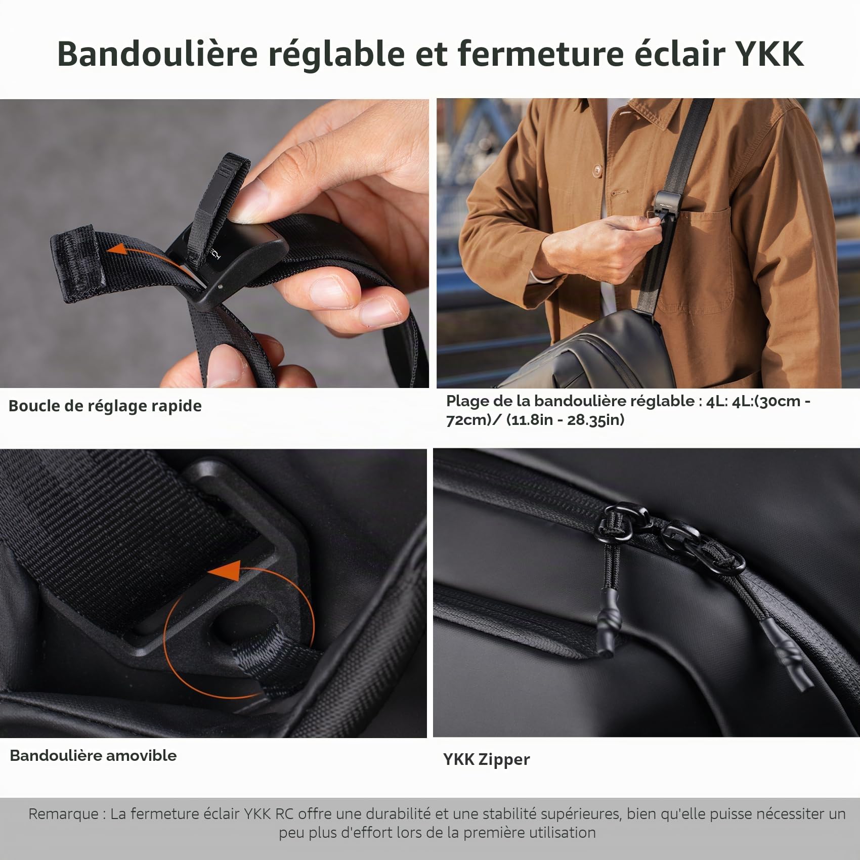 PGYTECH OneGo Solo V2 Sacoche à Bandoulière pour Appareil Photo 4L - Compatible avec Canon, Sony, Insta360 X4, DJI OSMO Pocket 4/3, iPad Mini 8,3'' - Noir