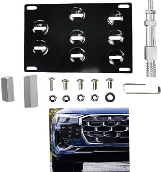 1 Pcs Front Bumper Tow Hook License Plate Mounting Bracket Holder Relocator for Audi A4 S4 2008-2016 B8 ONLY for A5 S5 RS52008-2015 for A7 S7 RS72013-2015