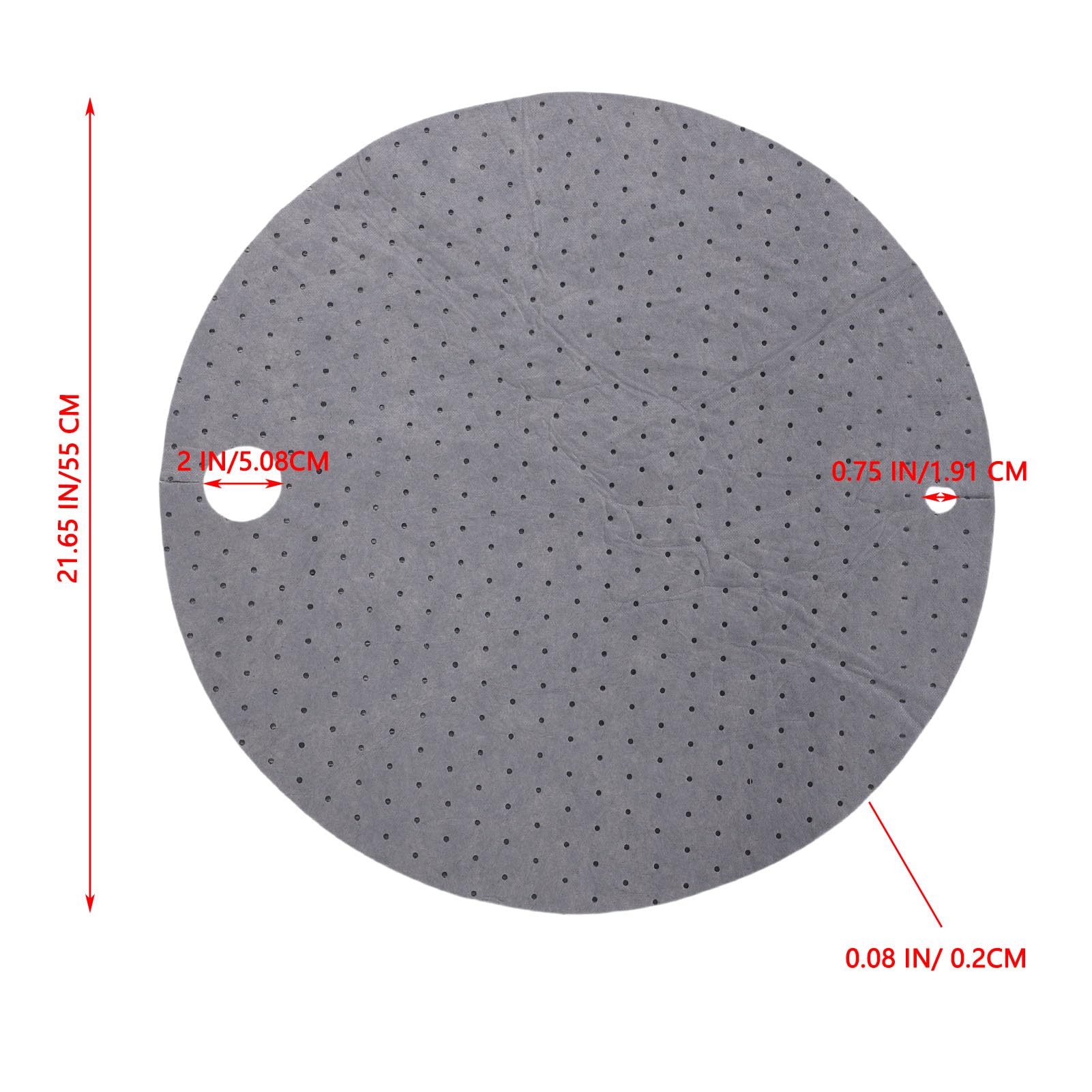 Naroote 25 Tapis Absorbants pour Dessus de Fût, Tapis Absorbants Rapides de 21 Pouces de Diamètre avec Conception à Trous en, pour Fûts de 55 Gallons, Ateliers, Sous-sols