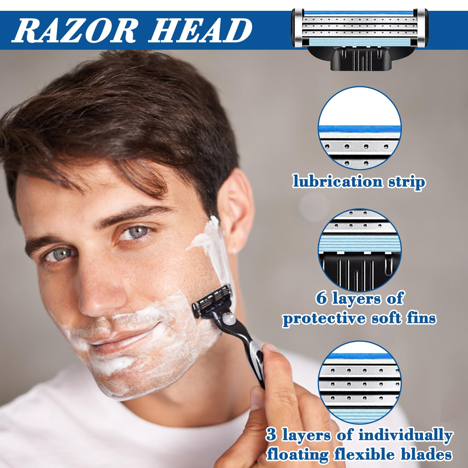 28PCS Mach Ricariche,Lamette Mach,Mach Lamette Ricambio,Rasoio Mach,Lamette Mach Turbo,Mach Safety Razor,Lame da Barba da Uomo,Lametta Barba Professionale,Adatta ai Contorni del Viso