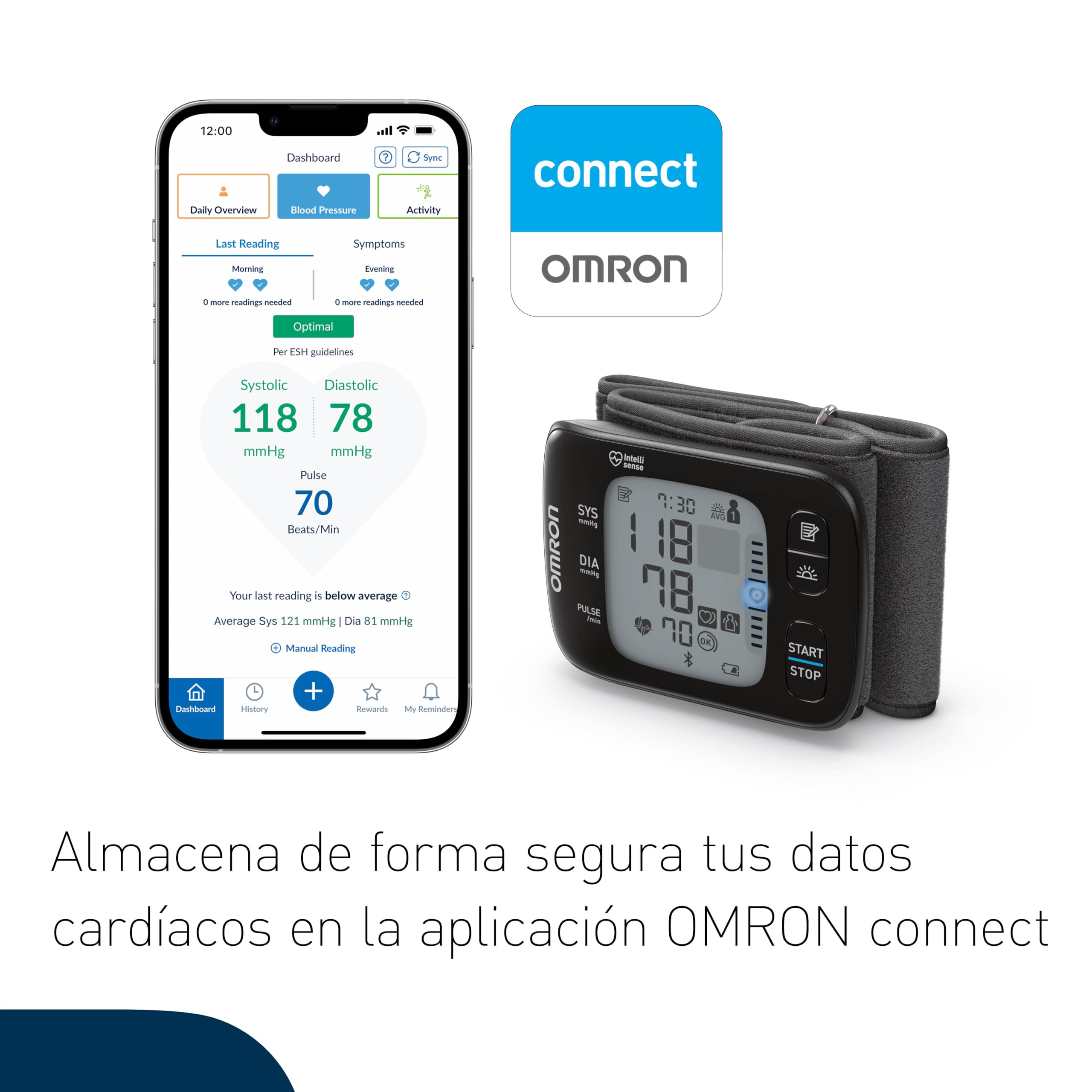 OMRON RS7 Intelli IT Tensiómetro de muñeca con Bluetooth, validado clinicamente