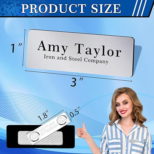 Miniatura 3 de Etiquetas magnéticas de nombre en blanco para ropa, paquete de 25 insignias de identificación duraderas de plástico con esquinas redondas, imán