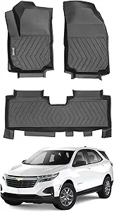 Compatible with Chevrolet Equinox 2024 2025 – Custom Fit Floor Mats, 2-Row All-Weather TPE Car Mats Full Set – Waterproof, Odorless, Non-Slip, Easy to Clean, Durable Automotive Liners