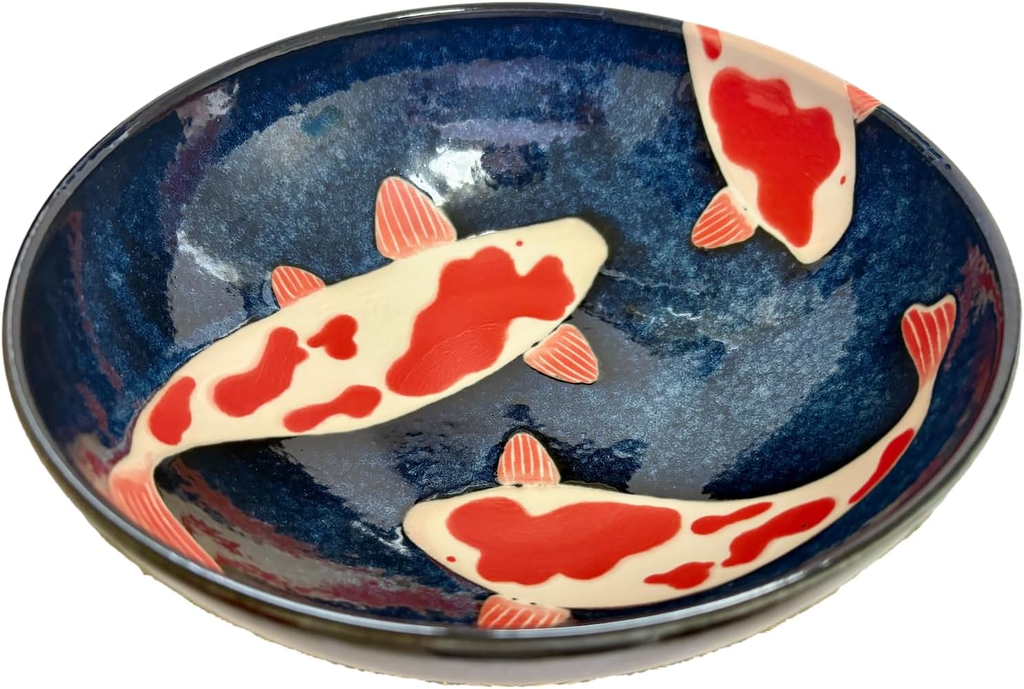 Japanese Mino Ware Ceramic Wide Mouth Serving Bowl, 50.7 Fluid Ounces, Nishikigoi Pattern, Donburi Noodle Ramen Soup Pasta from Japan