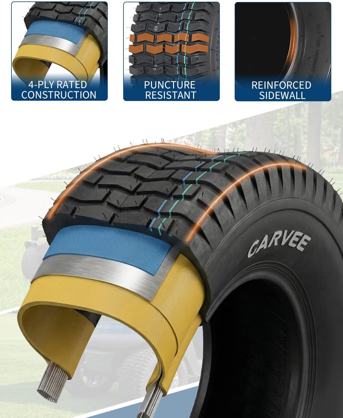 2 Pack 15x6.00-6 Lawn Mower Tires,15x6-6 NHS Off-Highway Tires, 15x6x6 Turf Tires Replacement for Riding Mower Garden Tractor Golf Cart Utility Vehicle,4PR Tubeless