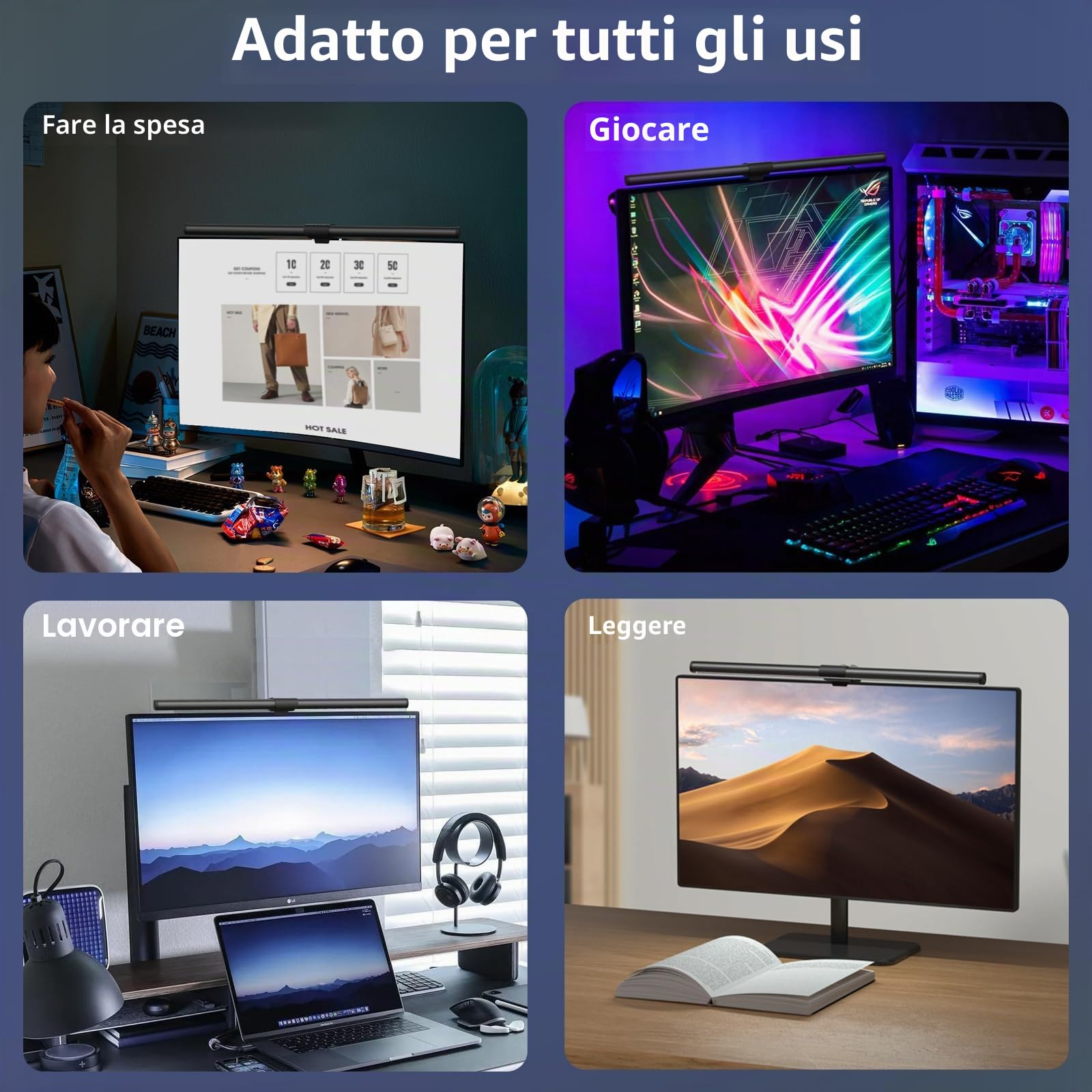 OOWOLF Lampada per Monitor con Telecomando 51cm, Dimmerabile, Retroilluminazione,Luce Led PC di Protezione Gli Occhi,Funzione di Memoria,Barra Light Bar per la Lettura Lavoro