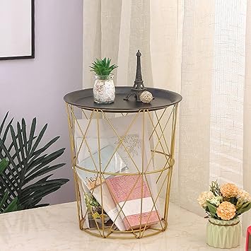 WNY Small Coffee Table Modern Side Table with Detachable Tray Top Hollow Out Round End Tables Nesting for Bedroom Farmhouse Home Decoration Coffee ...