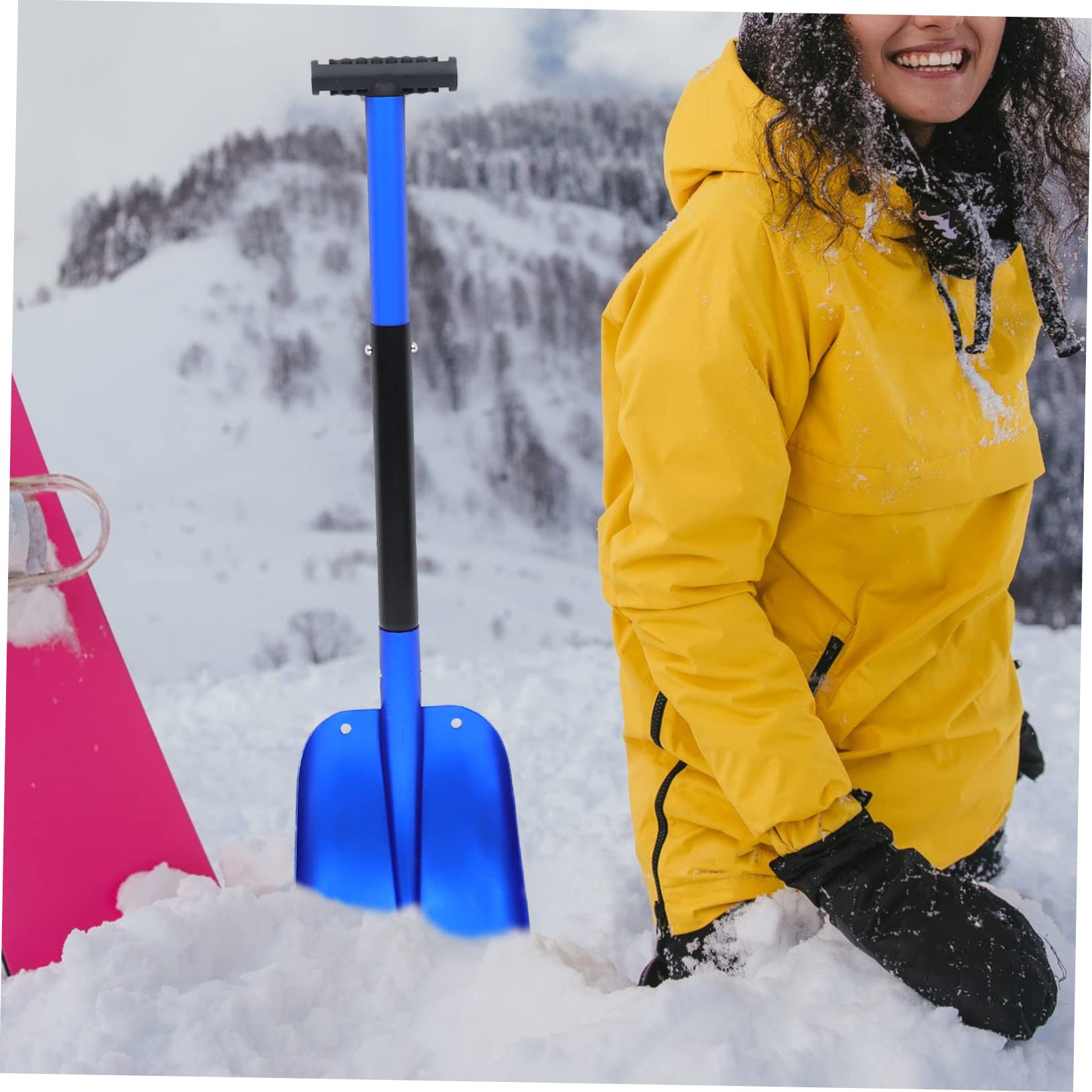 Pala da Neve Pieghevole in Lega di Alluminio, Blu, 1 Pezzo | Manico Ergonomico, per Uso in Condizioni Nevose, Attrezzo Multifunzione per Ghiaccio e Terra
