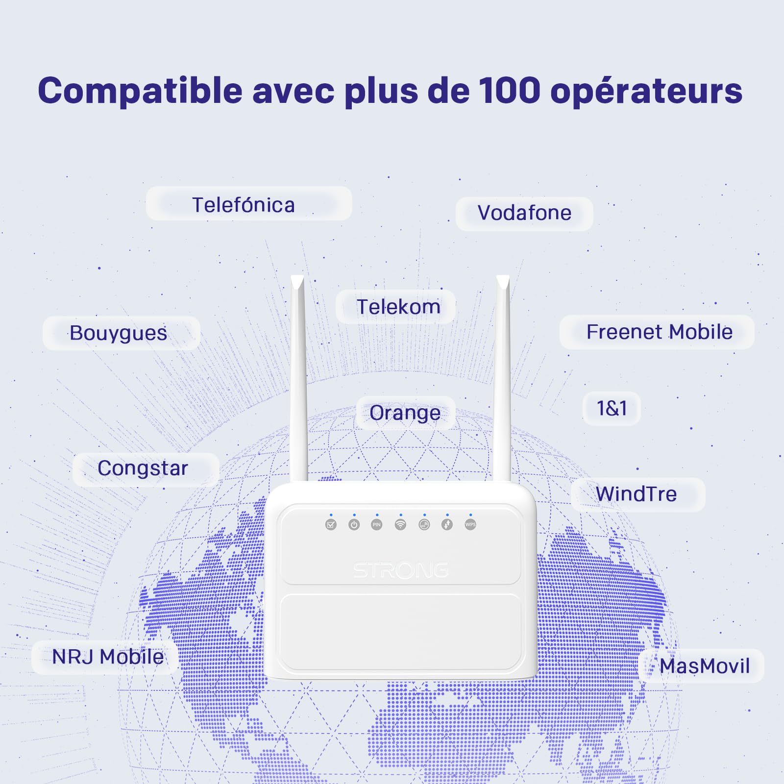 STRONG Routeur 4G Carte Sim, Wi-FI 300 Mbps Box 4G, 4 x Ports 100 Mbps | Routeur 4G Plug & Play avec emplacement Nano SIM, jusqu'à 32 appareils, compatible principaux opérateurs, basculement WAN