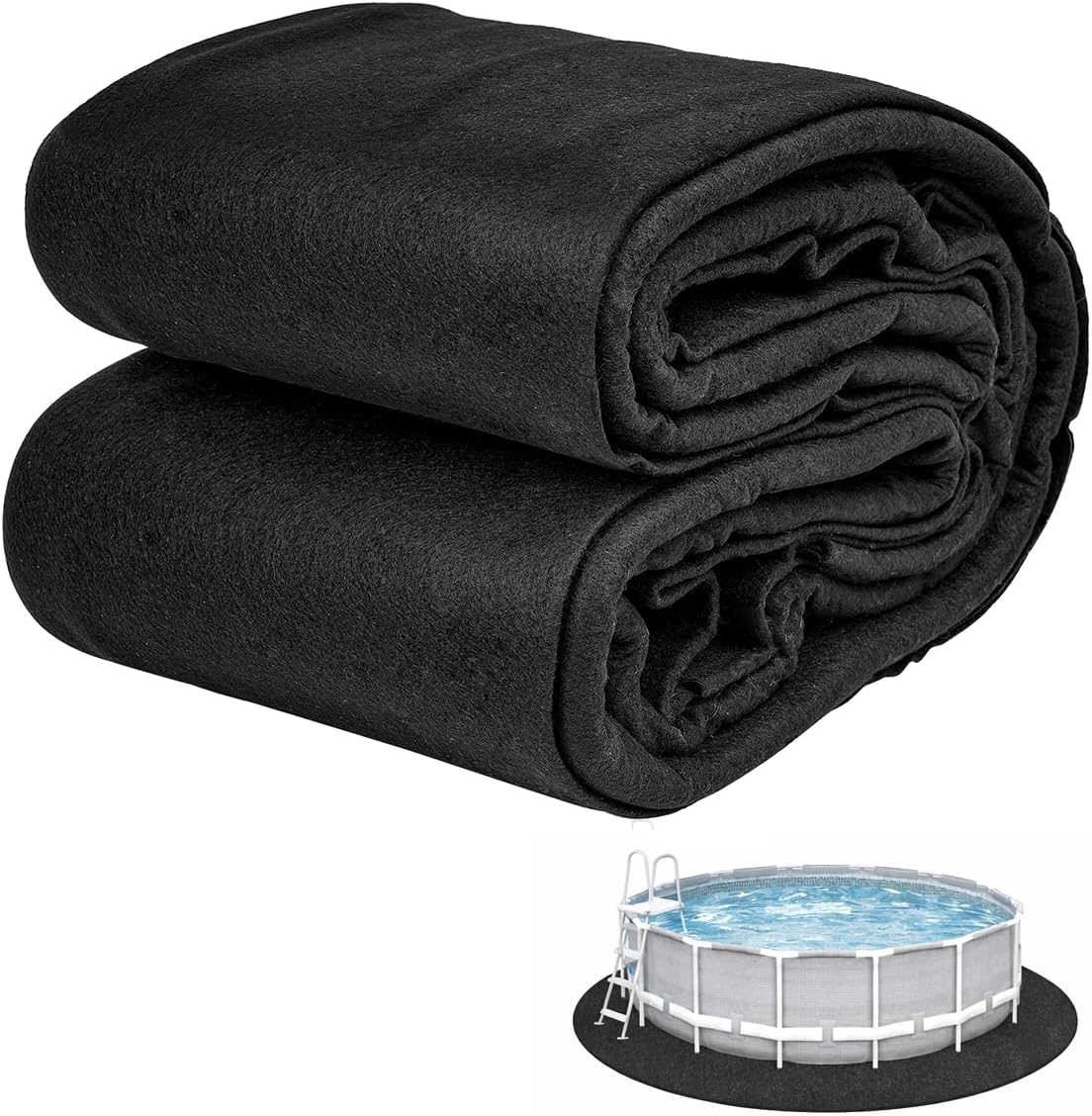 Abimars Pool Pads for Above Ground Pool, 12 ft Round 400GSM Pool Mats for Pool Bottom, Seamless Comfort, Double Density Puncture Resistant, Black