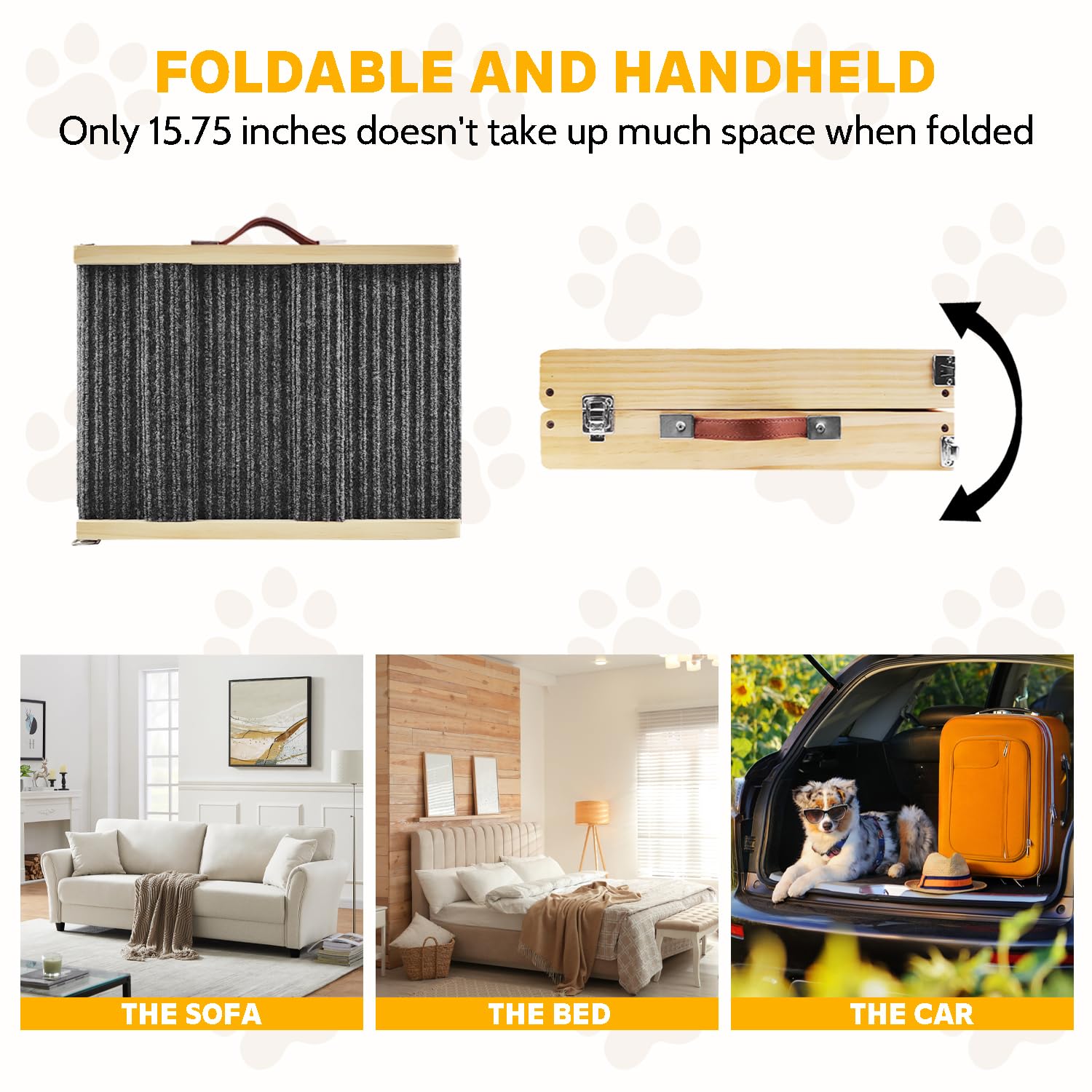 Rampe Pour Chiens Et Chats, Rampe Pour Animaux De Voiture Avec 4 Hauteur Réglable, Escalier Pliable Antidérapant Pour Chien Sans Assemblage, Rampes Pour Animaux Pour Voiture, Lit Et Canapé