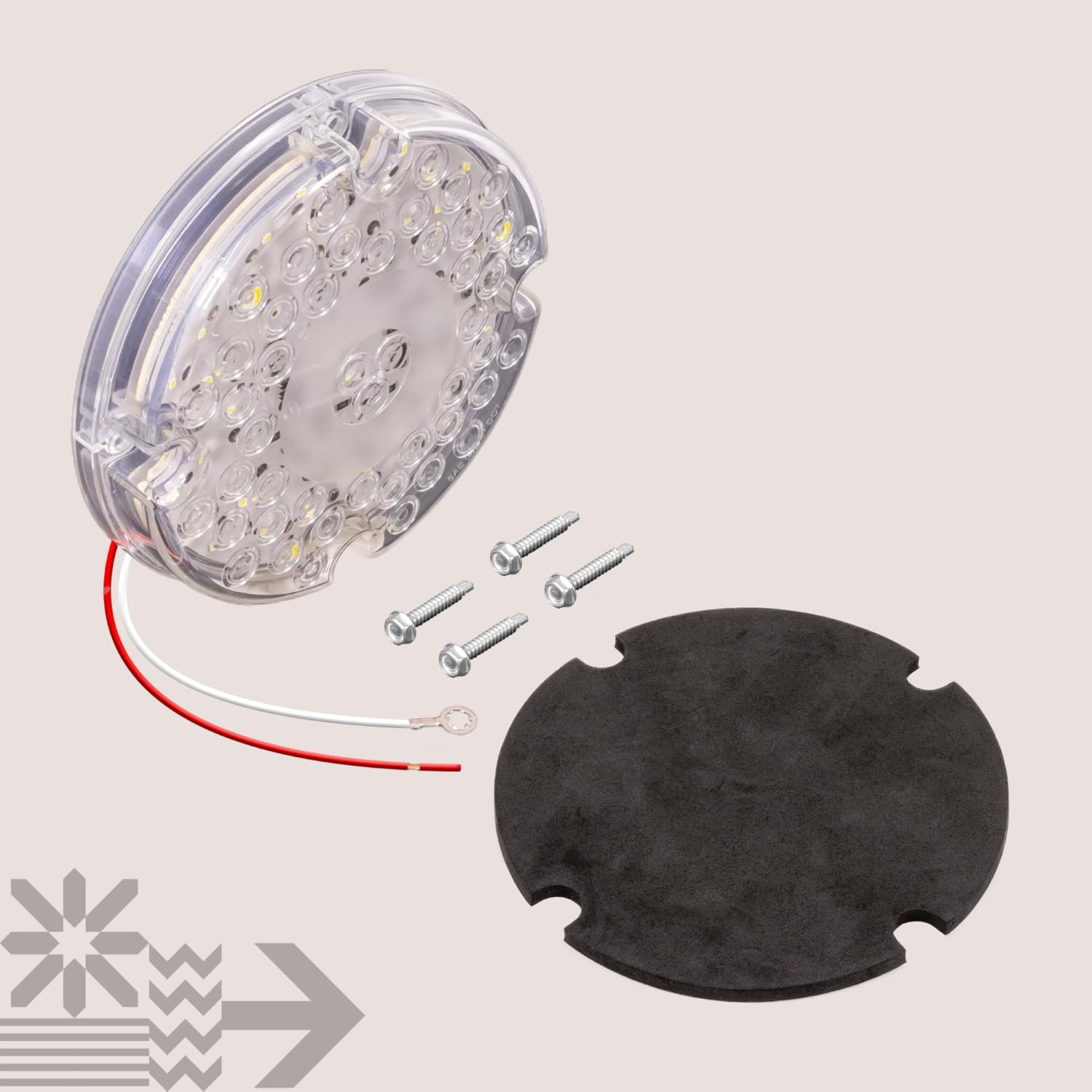 TRUE MODS 7" Round 47-LED Reverse Tail Light For School Bus Transit Vehicles Refuse Hauler [DOT FMVSS-108] [SAE (2) R] [Back-up Signal] [9-16V DC] For Trailer Truck - WHITE