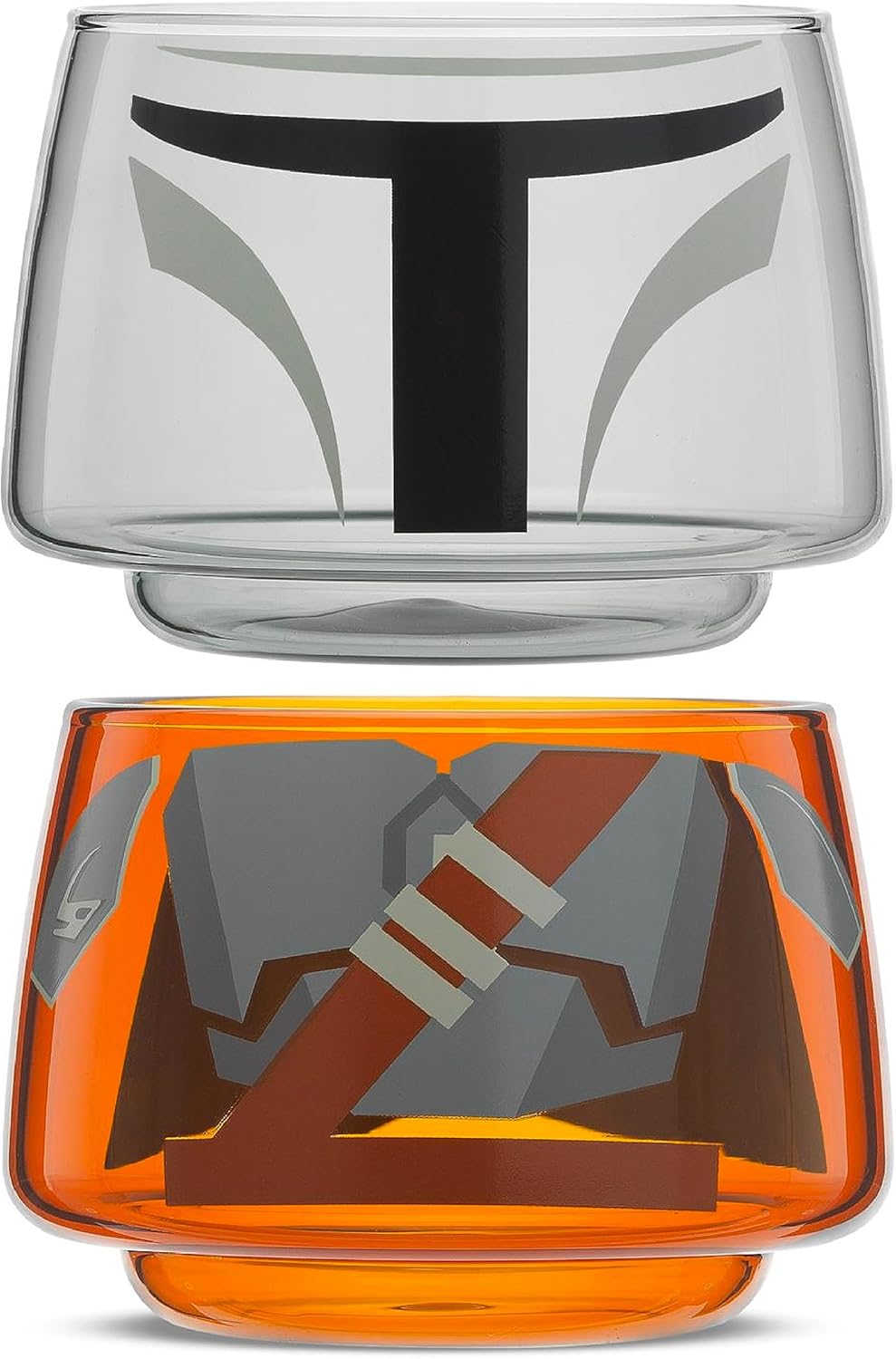 JoyJolt Character Stackable Star Wars Drinking Glasses – 8oz Mandalorian Glass Cups, Head and Body - Set of 2 for Bar, Kitchen - Fun Glassware, Star Wars Gifts - Image 3