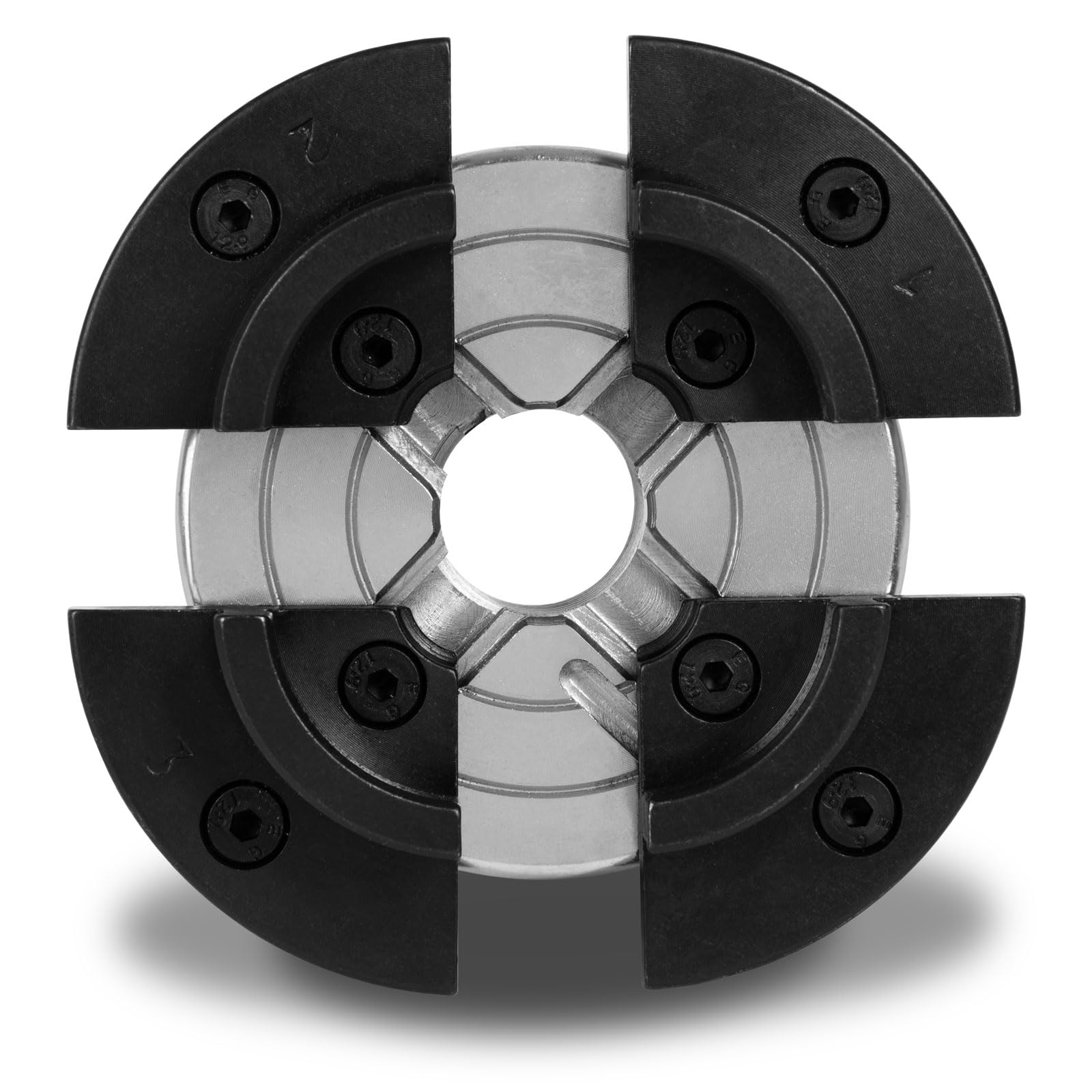 EBERTH Plato de cuatro garras con 80 mm de diámetro, Plato de 4 garras de 3" Autocentrante, Rosca de conexión 1" -8 TPI, Incl. herramienta de sujeción, Accesorios de torno, Plato de sujeción