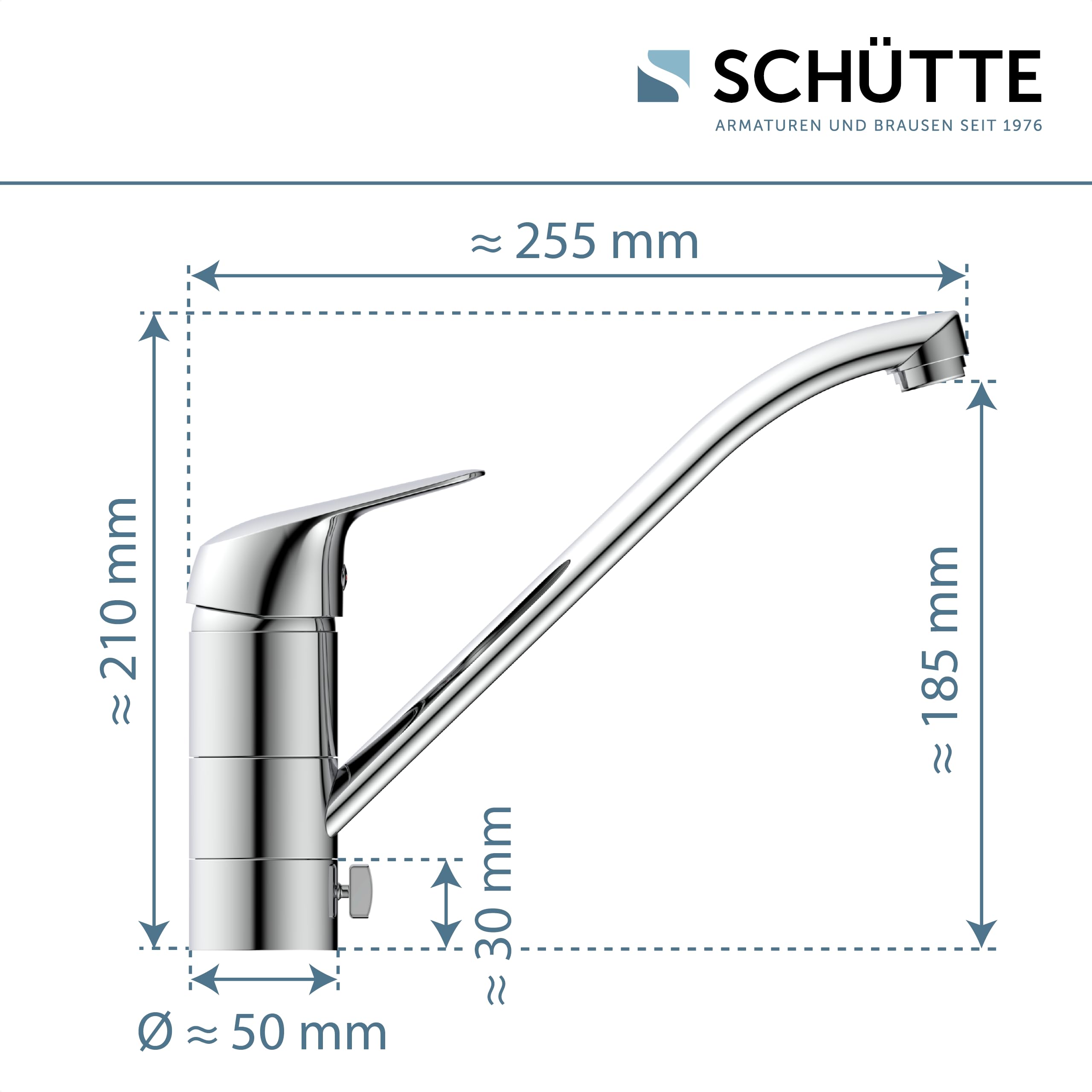 SCHÜTTE LUCA MB35210 - Grifo de cocina extraíble para fregadero de cocina, grifo mezclador para debajo de la ventana, grifo de cocina para el fregadero de la ventana, mangueras flexibles, cromo