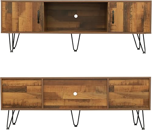 Miniatura 8 de Soporte de TV Mid-Century con almacenamiento para sala de estar, soporte de TV de madera de 60 pulgadas, centro de entretenimiento con