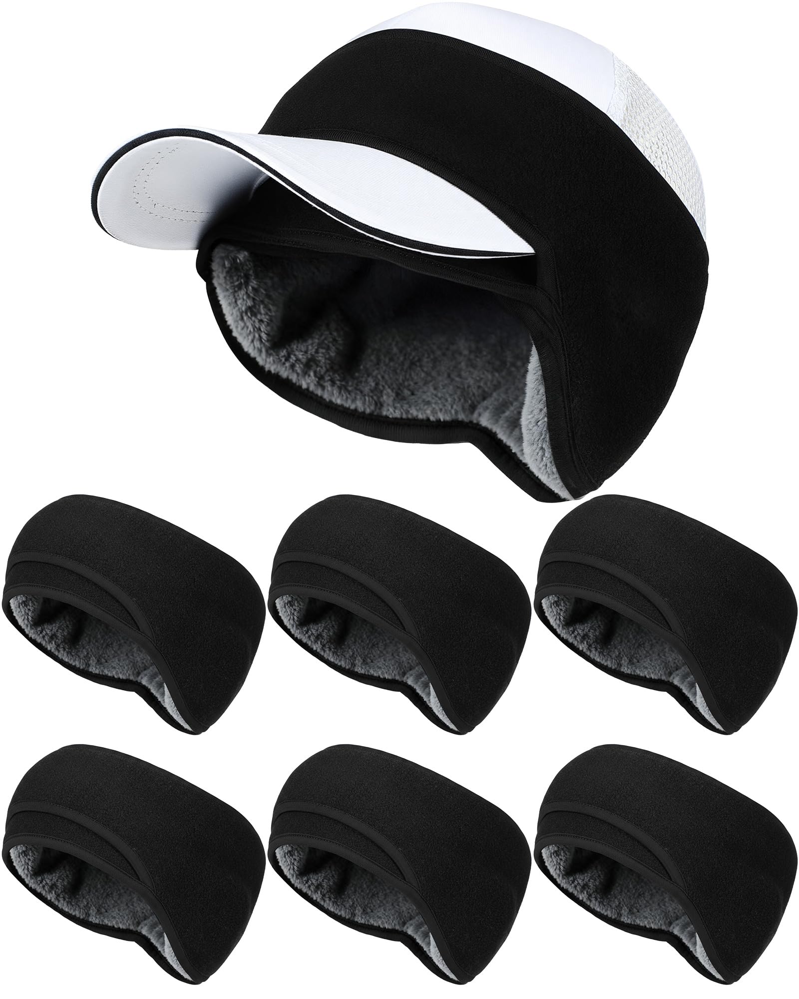 6 Pcs Fleece Lined Ear Warmer Ball Cap Wider Windproof Fleece Cap Warming Hat Earmuffs Headband for Winter Cold Weather Outdoor Sports Men Women Black-image-47