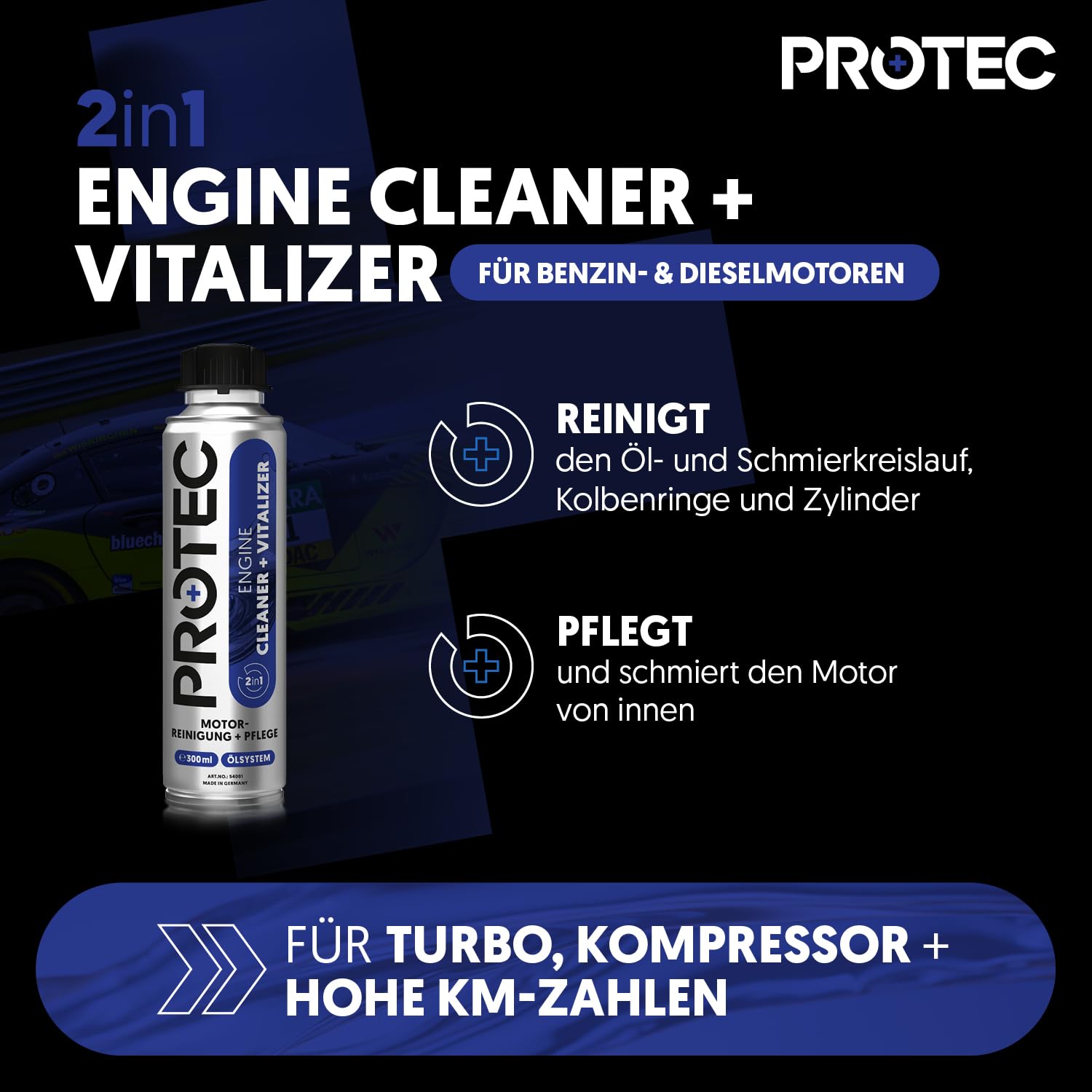 ProTec+ Engine Flush & Protect Benzin | 3er Set | Motorsystemreiniger | Motor-Innenreiniger und Motorspülung | Öl Leistungs-Booster | Motoröl-Additiv | Motor-Reiniger und Vergaser-Reiniger | Additiv |