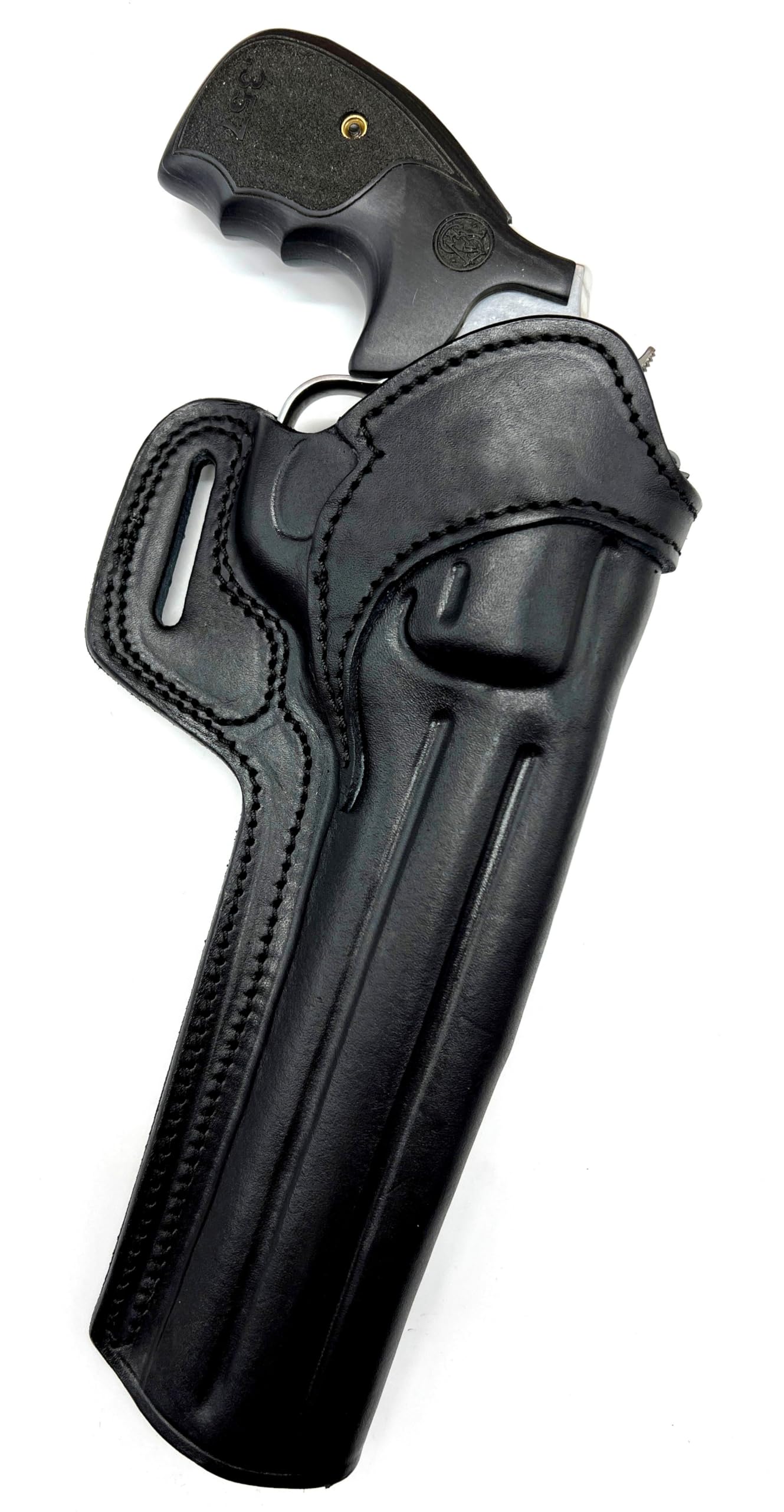 The Cebeci Talon for 8" Colt Python and King Cobra Revolver, Right Hand Black Leather Belt Holster