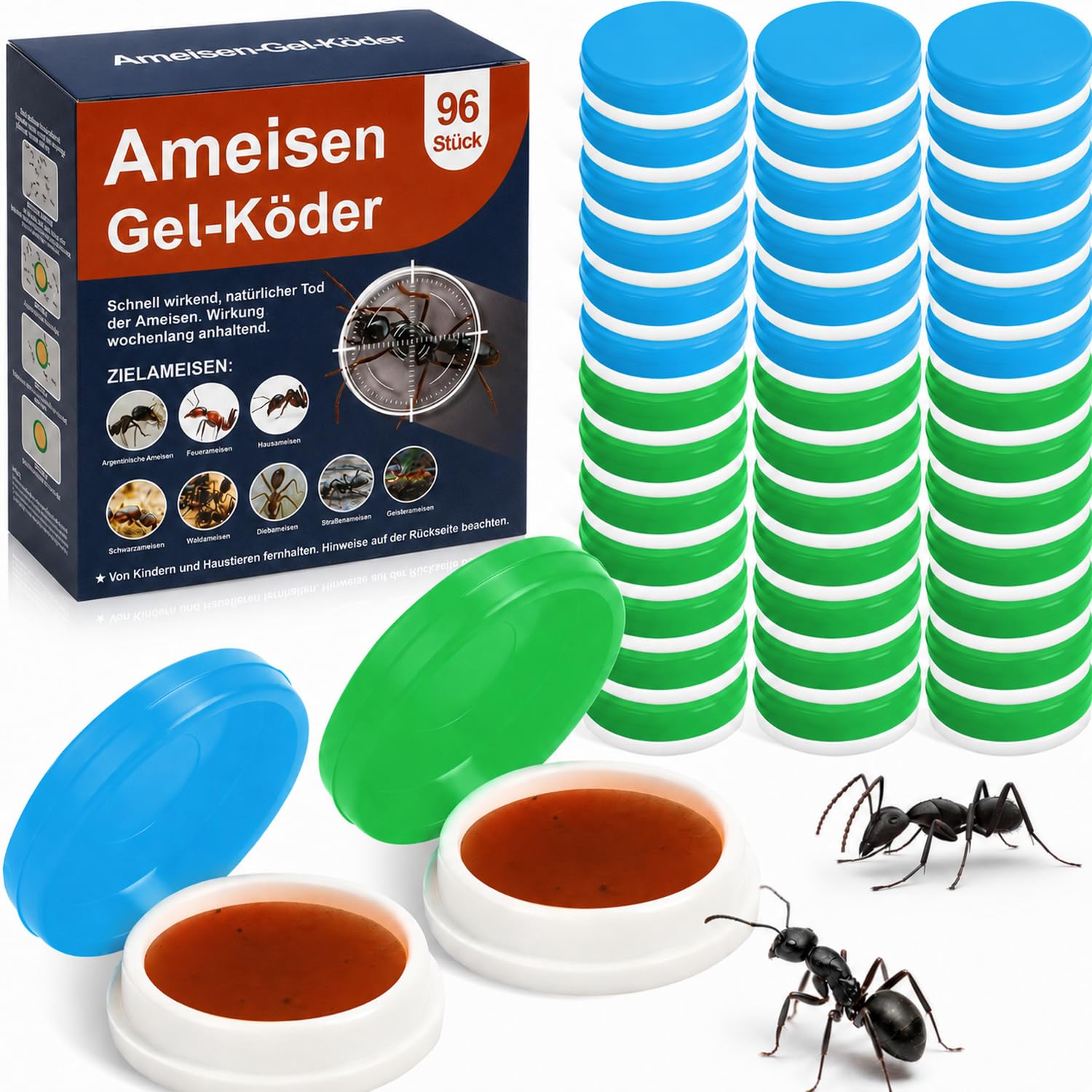 96 Pack Ant Bait Stations Indoor & Outdoor Use – Ready-to-Use Ant Traps for Home, Kitchen, Garden – Long-Lasting Ant Management Solution – Easy Placement & Clean Design