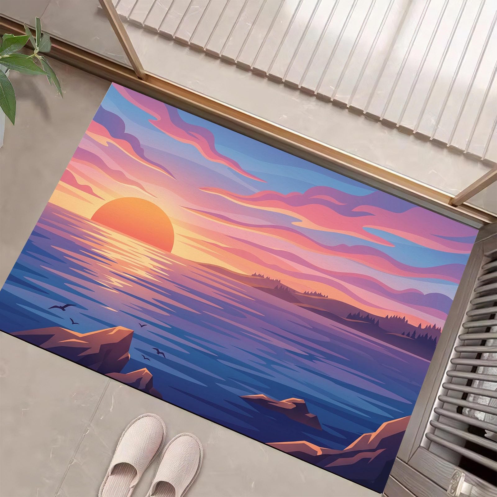 Violet Clair Paysages De Rêvepaillasson Durable Et Antidérapant Retient L’Eau Et Les Saletés Facile À Nettoyerpaillasson Interieur80X120 Cm Tapis D'Entrée Antidérapant