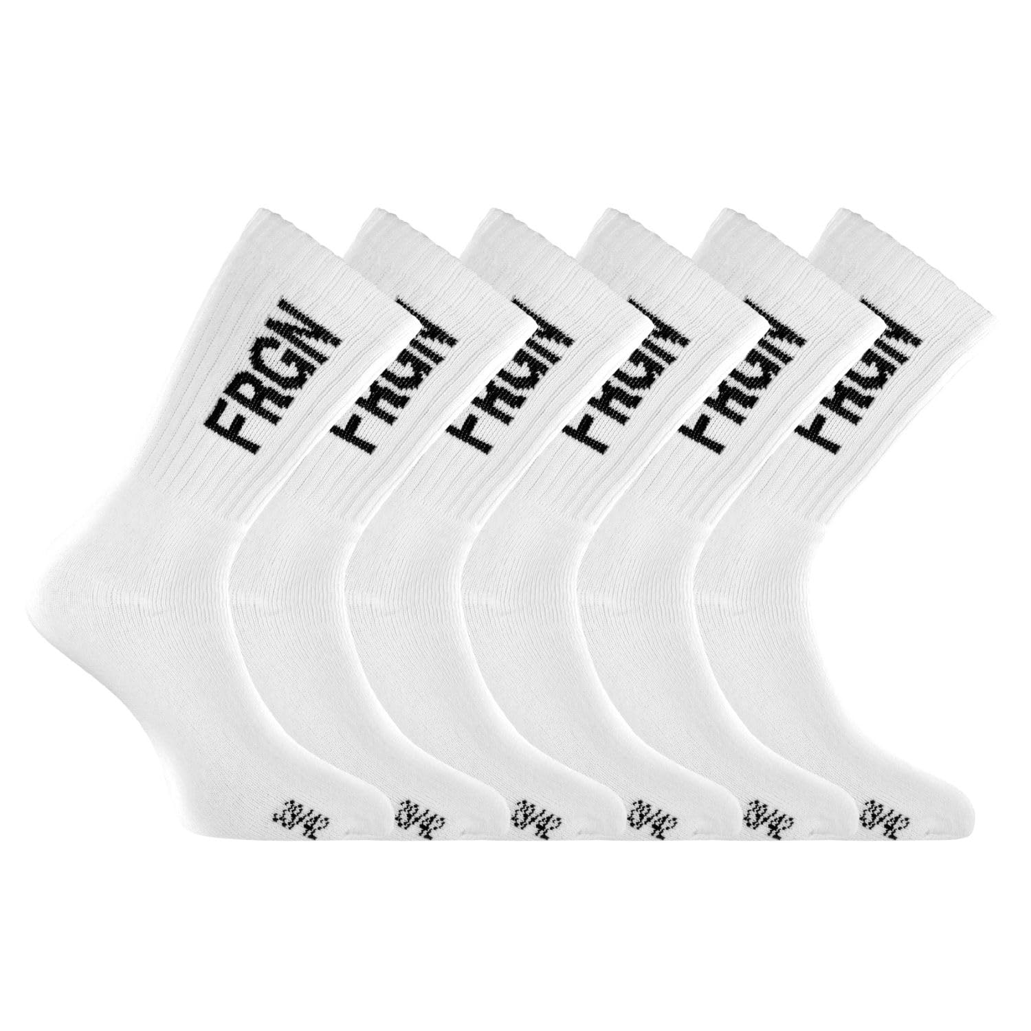 FREEGUN Chaussette Homme Sport - Lot de 6 - Chaussettes Hautes Homme, Tennis, Taille 39/​42 - Blanc/​Noir