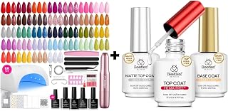 Beetles U V Light and Nail Drill - 55Pcs Gel Nails Kit 32 Color LuliCore Polka Set with Base Top Coat & Gel Base and Top Coat Set with Matte – 3 Pcs No Wipe Nail Polish Kit, Glossy & Finish, HEMA Free