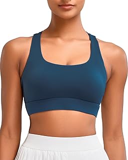High Impact Sports Bras for Women - Scoop Neck Strappy Sports Bra High Support Moulded Cup Workout Bra