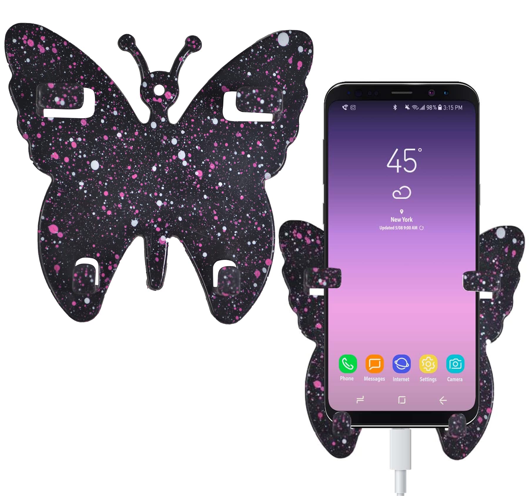 theKiteco. Butterfly Wall Mount Mobile Holder Wall Mount Phone Stand Compatible with All Smart Phones Wall Mount Mobile Phone Charging Stand (Pack of 2) (B09SB5RK21) Amazon Price History, Amazon Price Tracker