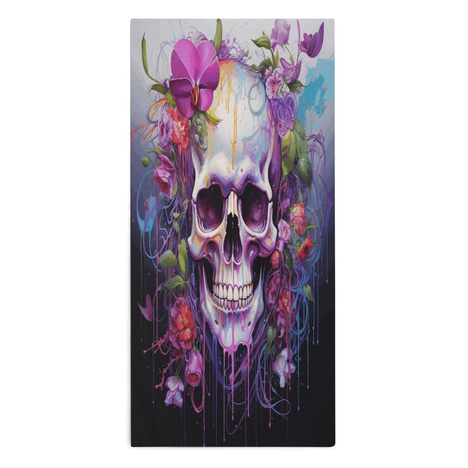 Fodpand Style Flowers And Skulls Microfiber Towels, Decorative Bath Towel Soft & Lightweight, Hand Towels Multipurpose Use For Bathroom, Pool, Gym, Spa, And Hotel Use