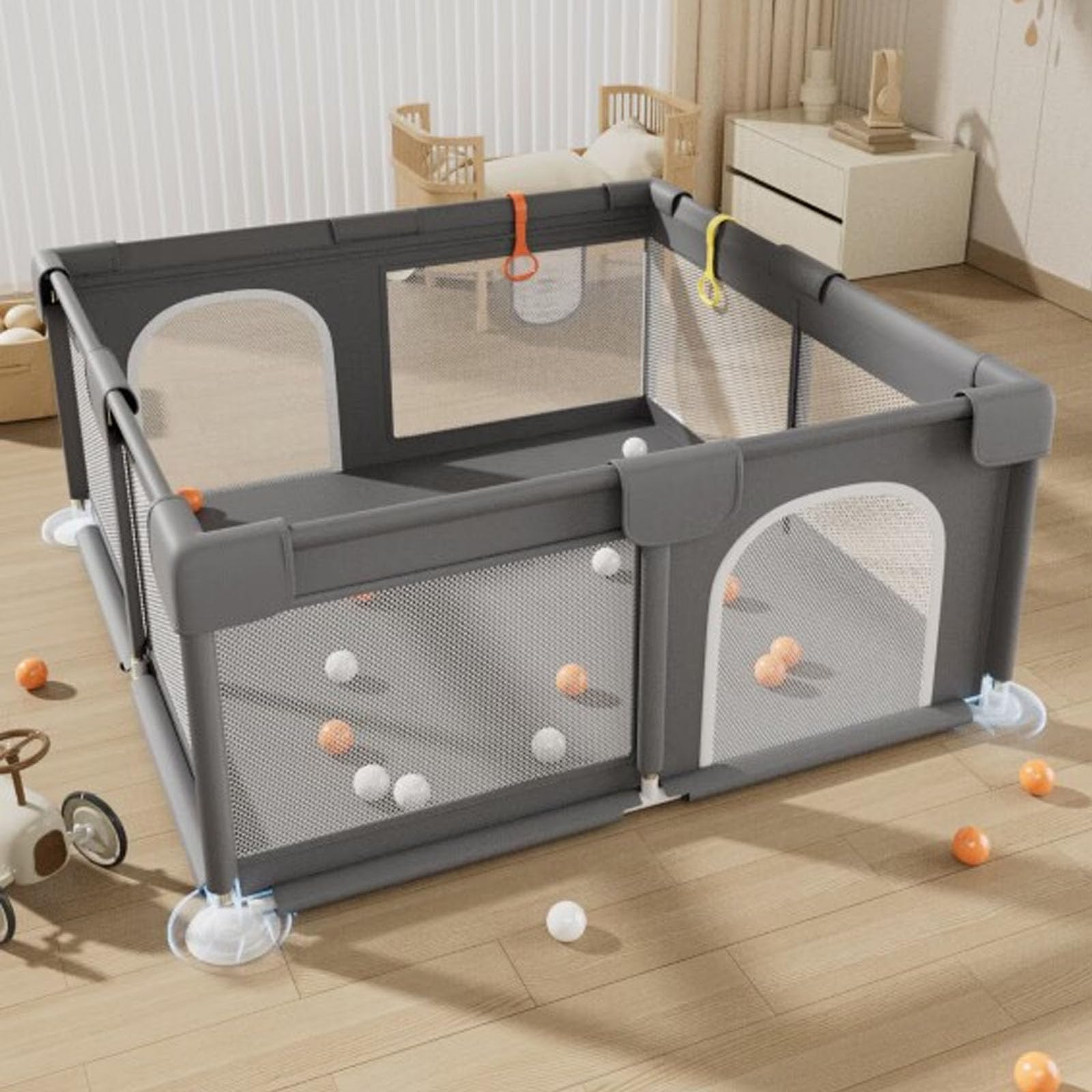 Amazon.co.jp: ベビーサークル 高65cm メッシュ ベビーフェンス 子供 