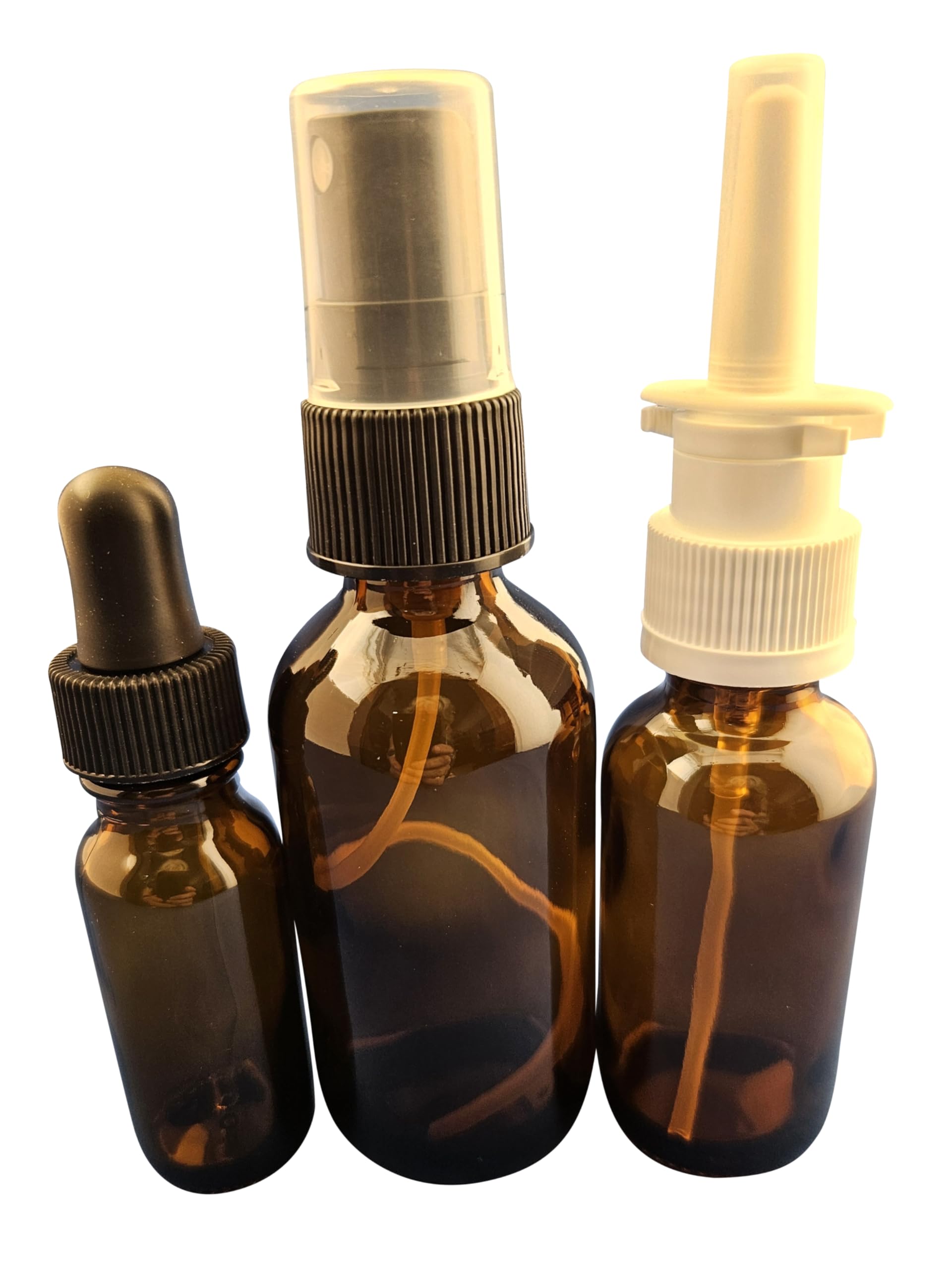 Snoot! Amber Glass EMPTY Colloidal Silver Applicator 3-Pack, w/ 2oz Mist Sprayer, 1oz Nasal Sprayer, and 1/2oz Dropper