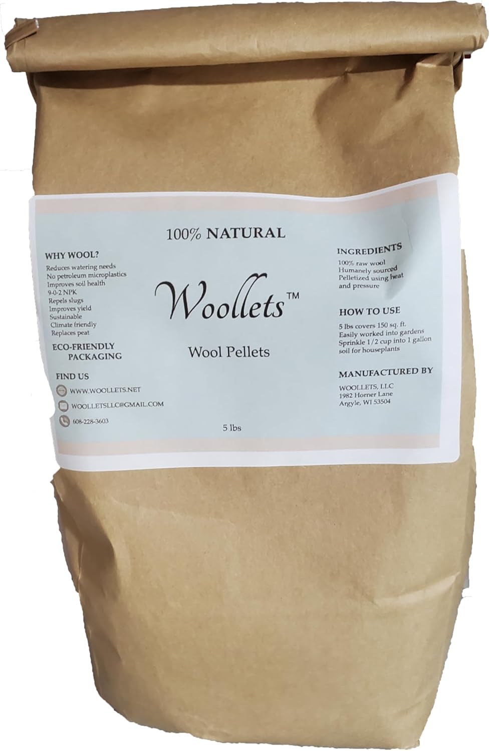 Wool Pellets Gardening Soil Mulch - 5 lb Bag